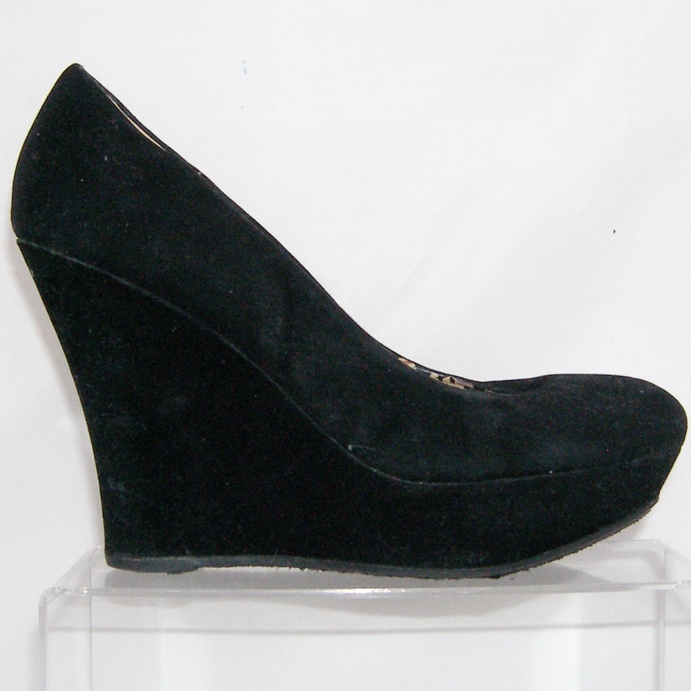 Love Culture 'Ceasar-55' black round toe wedges 7 - Picture 5 of 8